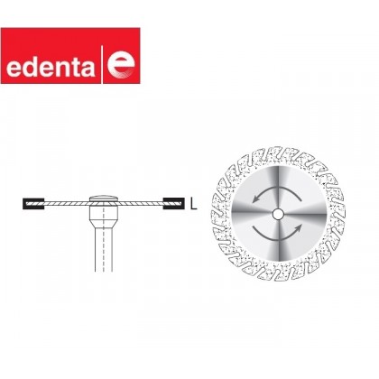 Edenta SUPERFLEX Serrated Diamond Disc - Fine Diamond Grit (Red) - Mounted On Mandrel - Thickness 0.15mm - Dia Ø 19mm or 22mm - Max RPM 20,000 – REF 705.514.190HP or 705.514.220HP – 1pc - Options Available